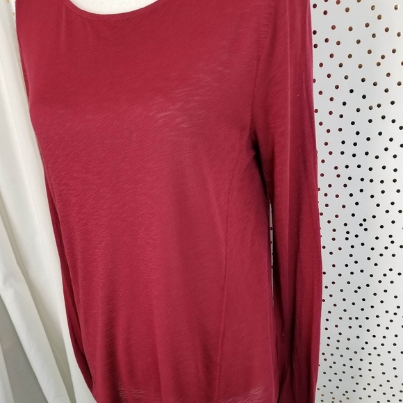 Splendid | Burgundy Long Sleeve Burnout Tee - Picture 2 of 5